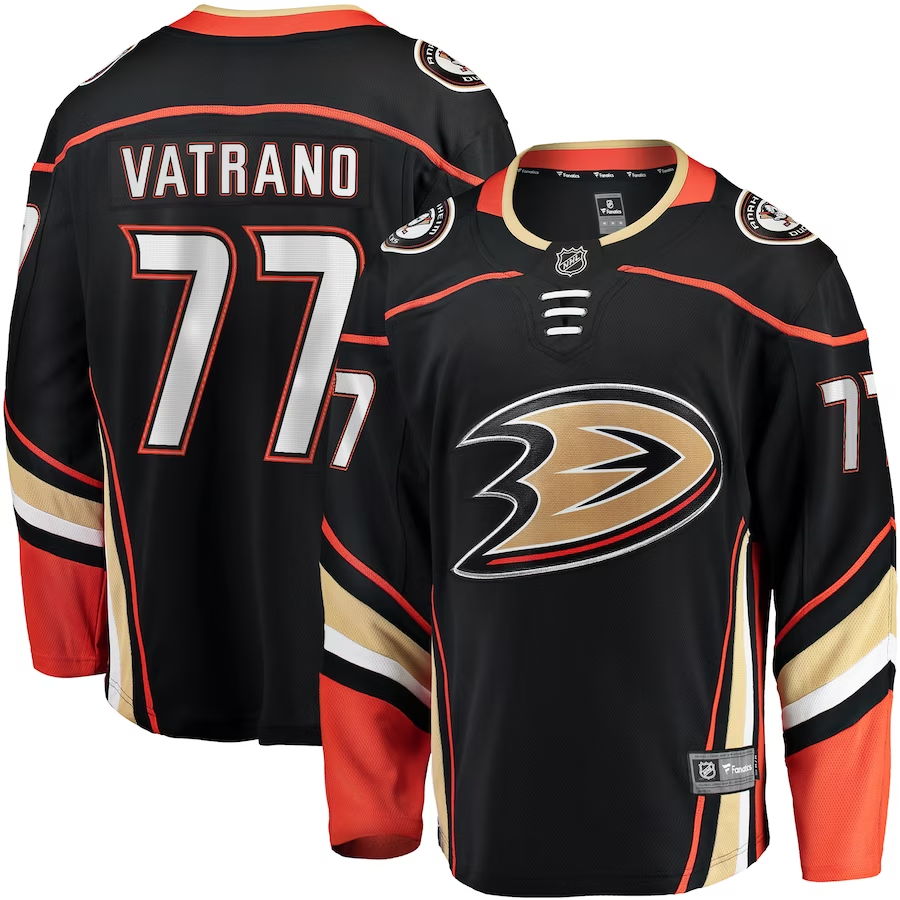 Men's Anaheim Ducks Frank Vatrano #77 Black Home Breakaway Jersey